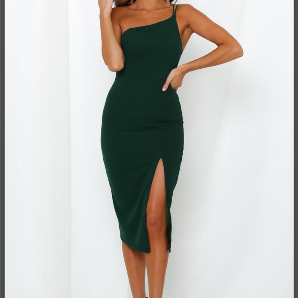 One shoulder side slit dress